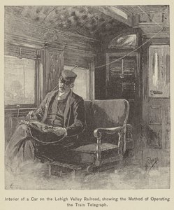 Interior of a Car on the Lehigh Valley Railroad, Showing the Method of Operating the Train Telegraph by American School
