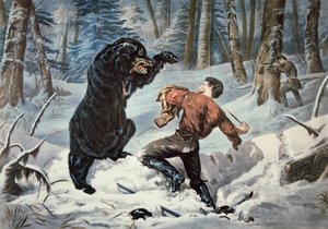 Jedediah Smith (1799-1831) being attacked by a Grizzly bear, c.1861 by American School