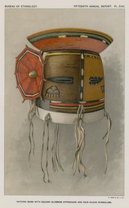 Katcina Mask with Squash Blossom Appendage and Rain Cloud Symbolism by American School