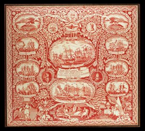 Kerchief commemorating the victories of the War of 1812, c.1815 by American School
