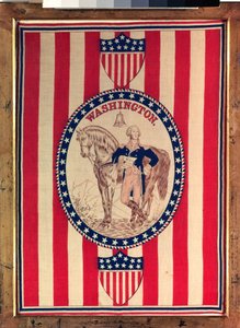 Kerchief Depicting a Full-Length Equestrian Portrait of George Washington