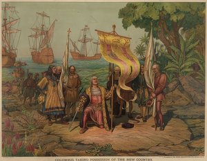 Columbus Lands on the Island of San Salvador, October 12, 1492 by American School