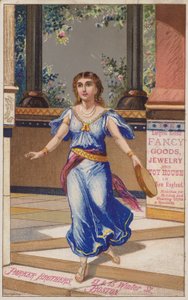 Lady in Blue Dress Holding Tambourine