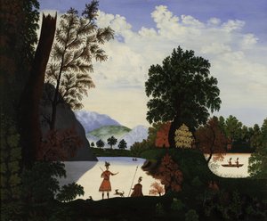 Landscape with Indians by American School