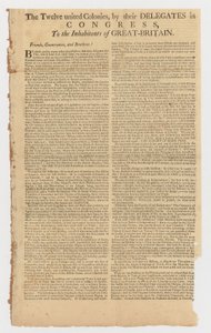 Letter of the Twelve United Colonies to the Inhabitants of Great Britain by American School