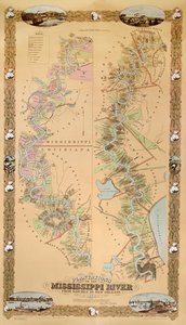 Map depicting plantations on the Mississippi River from Natchez to New Orleans by American School