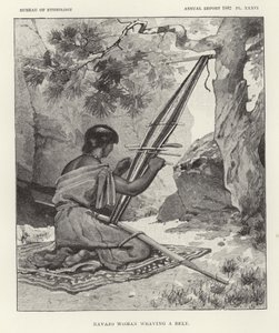 Navajo Woman Weaving a Belt by American School
