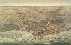 Panoramic View of the City of Chicago, pub. 1892 by American School