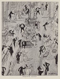 Peacock Alley, Cartoon Mocking Ostentatious Fashion of the Age by American School