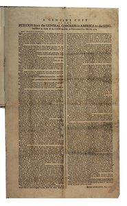 Petition from the General Congress in America to the King, Continental Congress, 26th October 1774 by American School