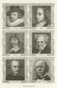 Philosophers, Lord Bacon, Pascal, Descartes, Schopenhauer, John Stuart Mill, Herbert Spencer by American School