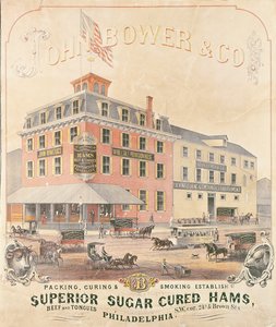 Poster advertising John Bower & Co. Superior Sugar Cured Hams