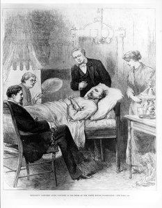 President Garfield Lying Wounded in His Room at the White House, Washington by American School