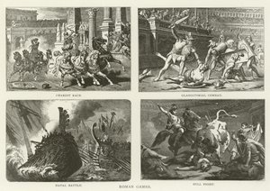 Roman Games: Chariot Race, Gladiatorial Combat, Naval Battle, Bull Fight