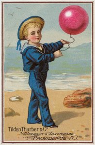 Sailor Boy Holding Red Balloon by American School