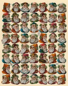 Santa Claus, sheet of heads