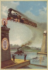 Steam Train Crossing River by American School