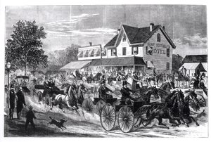 Street Scene in New York, illustration from New York in the Nineteenth Century by American School