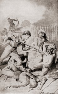 The Battle of Quallah Battoo in 1832 by American School