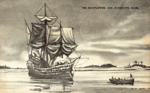 The Mayflower at Plymouth, Massachusetts by American School