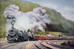 The New York to Chicago Express at the Horse-Shoe Curve, Alleghany, c.1930 by American School