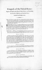 The United States Bill of Rights, completed 1789 by American School