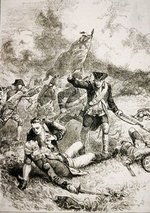 The death of Major John Pitcairn of the British Marines at the Battle of Bunker Hill by American School