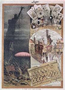 The future of the Statue of Liberty, caricature from Judge magazine around the time of its construction in 1886 by American School