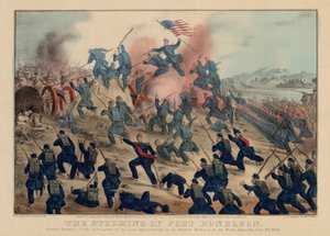 The storming of Fort Donelson, pub. by Currier & Ives, 1862 by American School