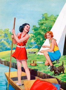 Two Young Girls Camping