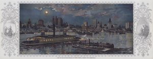 View of Manhattan Island at Night, from a Jersey City Ferryboat by American School