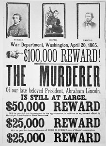 Washington War Department Poster Announcing a $100,000 Reward for Finding the Murderer of Abraham Lincoln, 20th April 1865 by American School