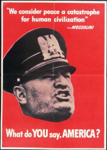 "What do YOU say AMERICA?", US 2nd World War Poster with Face of Mussolini, Anon, c.1942 by American School