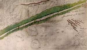 Topographical chart of the battlefield of the Little Big Horn by Amos Bad Heart Buffalo