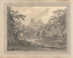 Mountainous landscape with goats