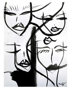 Abstract Women Faces by Amy Straley