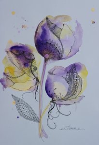 Elegant Watercolor Doodle Flowers