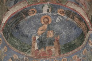 Christ Enthroned Saviour of the World, 12th Century by Ancient Russian frescos