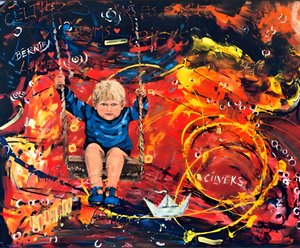 Boy on a Colorful Swing