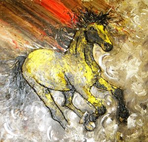 Dynamic Yellow Horse by Anda Bieza