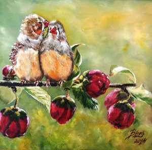 Love Birds on Branch