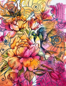 Vibrant Blooms Bird