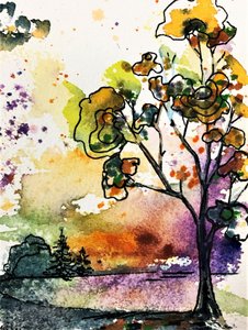 Vibrant Sunset Tree