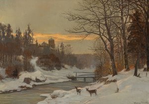 Winter Stream Landscape by Anders Andersen Lundby