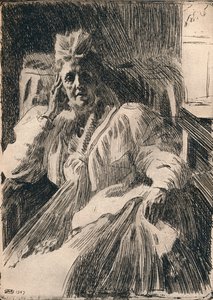 An Etching of the Dowager Queen of Sweden by Anders Leonard Zorn