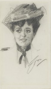 Head of a Young Woman Wearing a Hat by Anders Leonard Zorn
