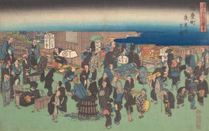 Junkei machi Yomise no Zu, ca. 1828 by Ando Hiroshige