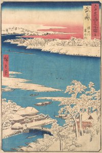 Morning after a Snowfall, the Sumida River, Musashi Province, from the series Views of..., ca. 1853