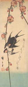 Pear Blossoms and Swallows, ca. 1840