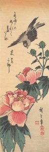 Sparrow and Hibiscus by Ando Hiroshige